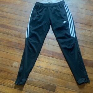 Adidas Kids Black Joggers with White Stripes